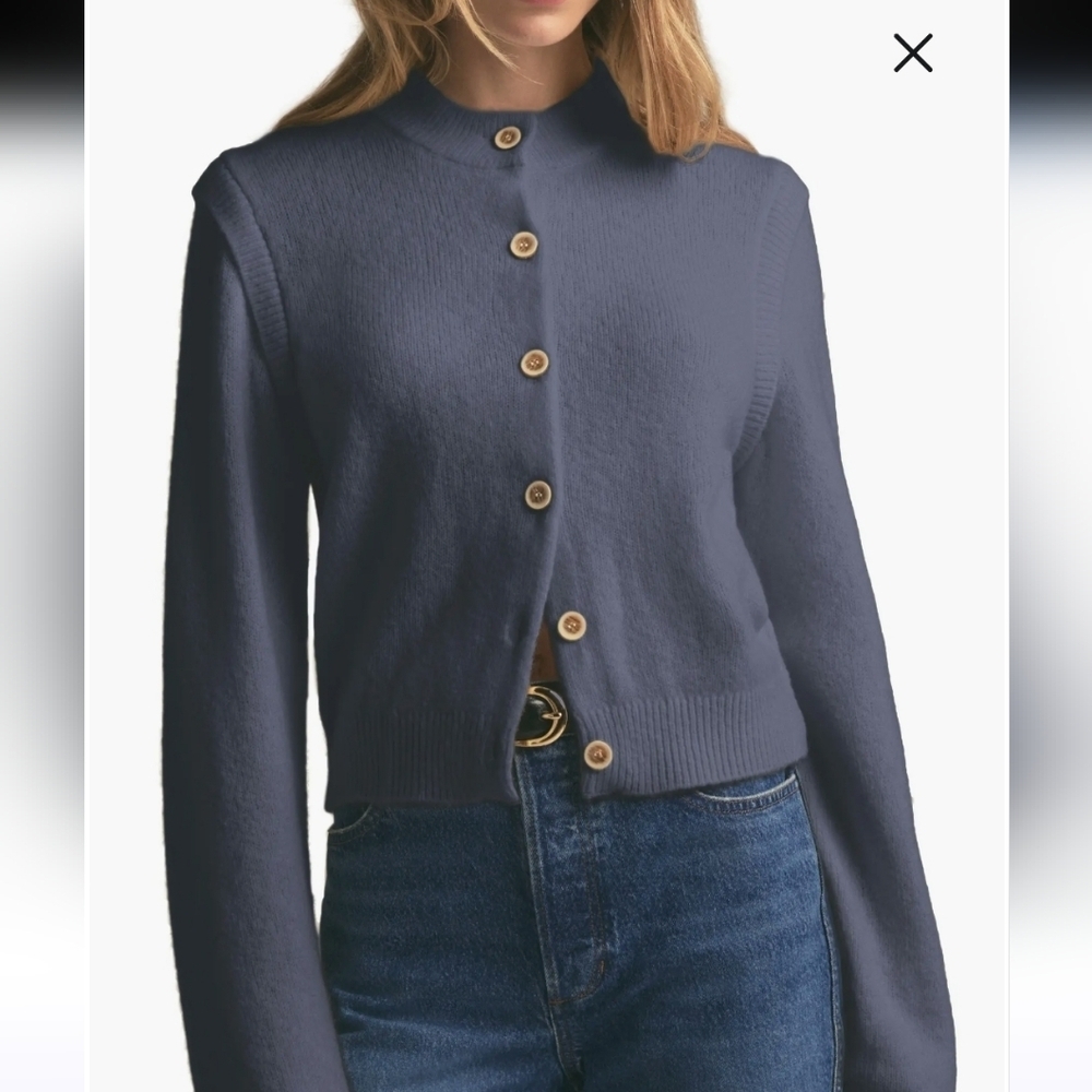 NWT Favorite Daughter The Varsity Wool Blend Cardigan Size XL In Slate Color